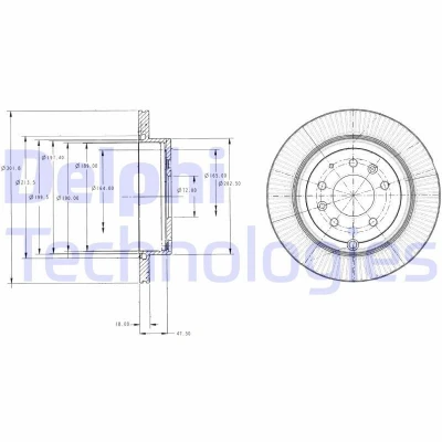 Billede af DELPHI BG4336 Bremseskiver 302 18 5 ventileret olieret ubehandlet uden hjullejer, ABS sensorring