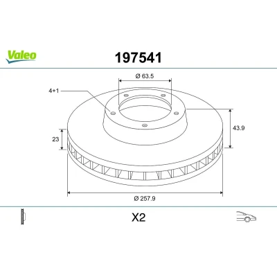 Billede af VALEO 197541 Bremseskiver foraksel 258 23 4 ventileret FORD: FIESTA 6, 6 Van