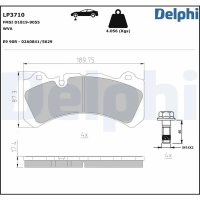 Billede af DELPHI LP3710 Bremseklodser Forberedt til slidindikator med anti knirke plade tilbehør VOLVO: V60 I, S60 II
