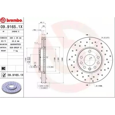 Billede af BREMBO XTRA LINE 09.9165.1X Bremseskiver 285 25 5 perforeret/indv. ventileret coatet højkarboniseret OPEL: Vectra C Sedan, Caravan