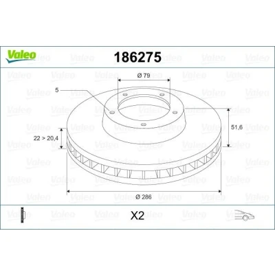 Billede af VALEO 186275 Bremseskiver foraksel 286 22 5 ventileret BMW: 3 Sedan, Touring, Coupe