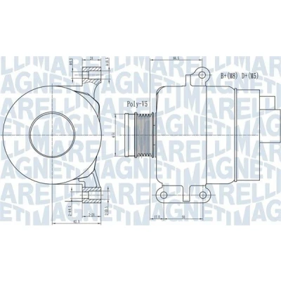 Billede af MAGNETI MARELLI 063731969010 Generator 14V 120A FIAT: Grande Punto Hatchback, 500 Evo ALFA ROMEO: MiTo